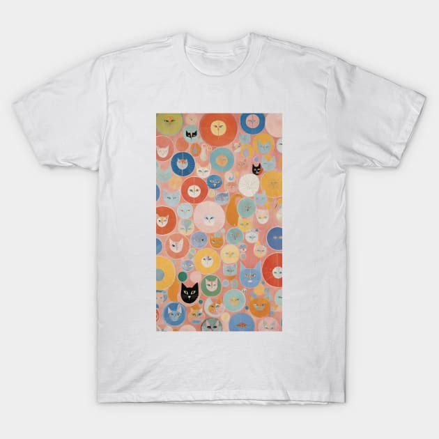 Hilma af Klint's Feline Kaleidoscope: Abstract Whimsy T-Shirt by FridaBubble